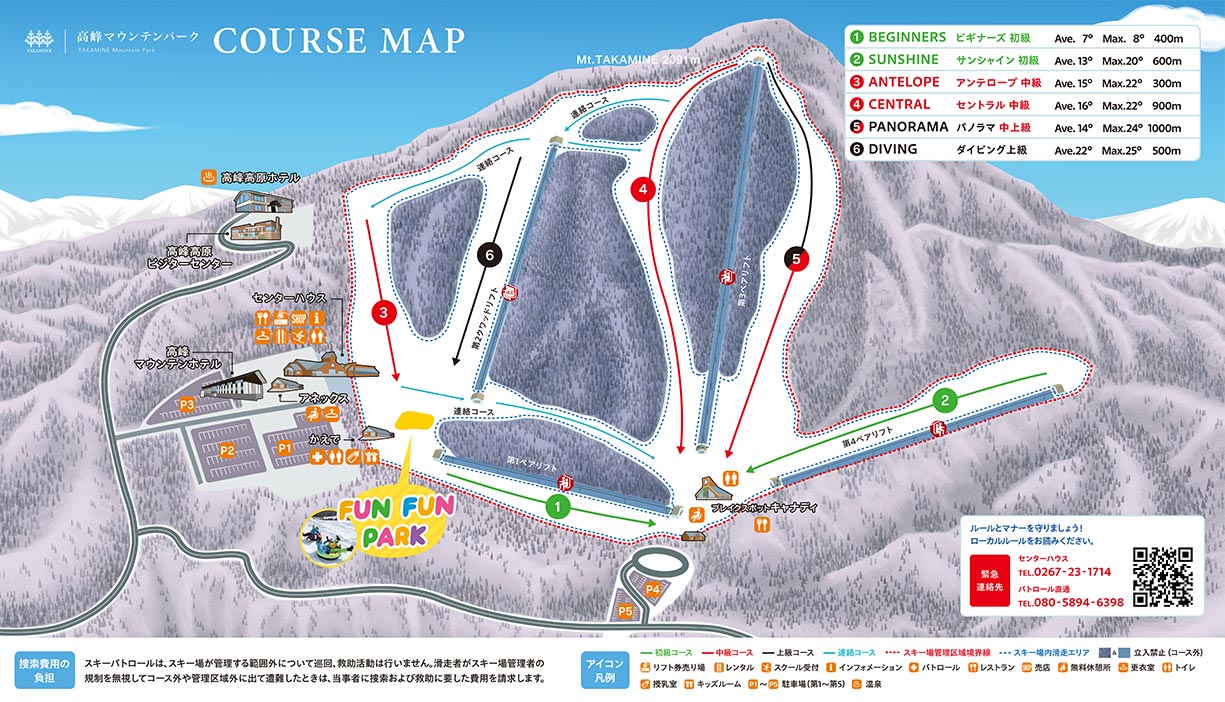高峰マウンテンパーク 冬期ガイドマップ